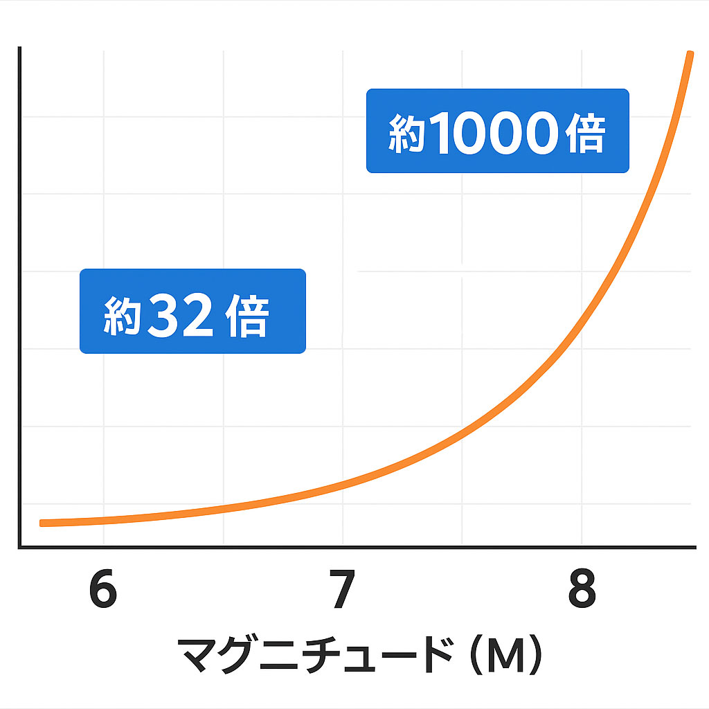 マグニチュードのエネルギー差のグラフ